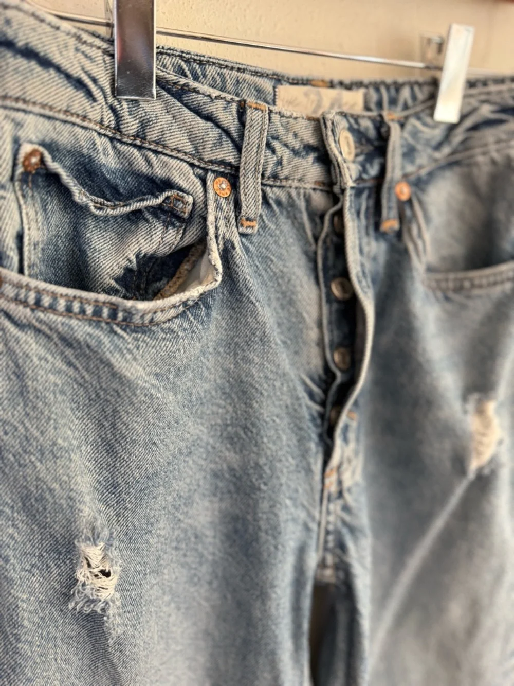 Free People We The Free Distressed Jeans 24 Button Fly